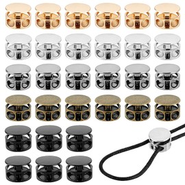 PH PandaHall Pack of 40 5 Colours Toggle Stoppers Cord Lock Cord Lock Drawstring Clip Spring Cord Lock for Drawstring Bags Laces Lanyard Closure 14 mm, Mixed colour, 14mm