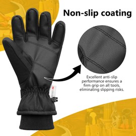 Cold Weather Snow Shoveling Work Gloves - Heavy-Duty, Insulated, Windproof and Waterproof Gloves for Construction, Auto Repair and Outdoor Labor