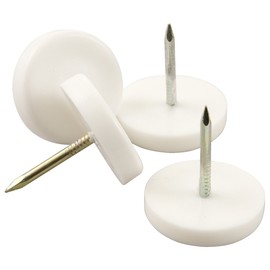 SoftTouch 7/8" Round Nail-On Furniture Glides - Surface Protection for Wooden Furniture, White (16 Pack)