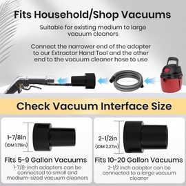 Pumpoasis Extractor Hand Tool for Shop Vac,Mytee,Add Cleaning Brushes,Anti Fall Transparent Shell,1/4”quick connect,with 2-1/2"&1-7/8" Adapters,for Upholstery & Carpet Cleaning and Car Detailing