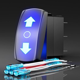 Okerny Interruptor basculante hacia arriba ↑ hacia abajo ↓ Interruptor de encendido momentáneo DPDT 7 pines 12 V 24 V Interruptor de puente de cables de bomba de cabrestante para coches, camiones,