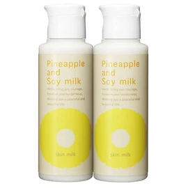 Suzuki Herb Research Institute Pineapple Soy Milk Skin Milk, 3.4 fl oz (100 ml), 2 Bottles, Approximately 2 Months Supply [Hyaluronic Acid, Collagen, Olive Oil, After Hair Removal, After Hair Removal, After Hair Care]