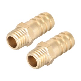 sourcing map Verbindungsstück aus Messing metrischer Stecker an Schlauch mit Widerhaken 12 mm x M12 x 1,75 (2 Stück)