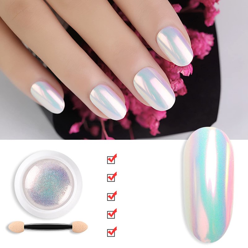 ANGGREK Polvo Holográfico para Uñas Aurora, Polvo con Efecto Espejo