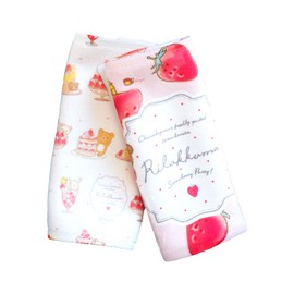 Primemo Rilakkuma Strawberry Party Drool Pad 2-Piece Set, Made in Japan, Double-Sided Print, Absorbent and Quick Drying, Strawberry Party 3, 0 Months and Up