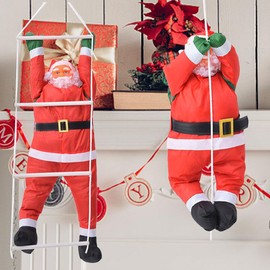 Santa Claus Pendant Santa Hanging Doll Ladder Rope Climbing Tree New Year Tree Decoration for Christmas Tree 50cm (with Ladder)