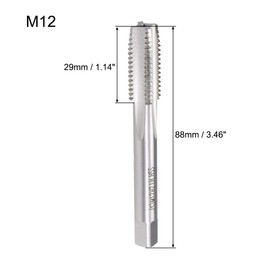 uxcell Metric Machine Tap Left M12 Thread 1.75 Pitch H2 4 Flutes High Speed Steel