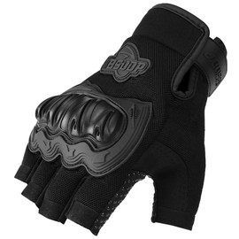 XTRAFAST Tactical Security Gloves Police Fingerless Leather with Protective Padding Colour: Black