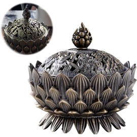 Lotus Shaped Incense Burner Alloy Incense Burner Incense Burner Handmade Incense Burner Buddha Lotus Incense Burner Aromatherapy Holder Incense Burner 9.8 x 9.7 cm