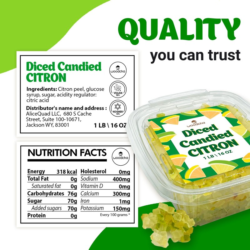Diced Candied Citron, Glazed Citron Peel For Baking, Candied Fruit