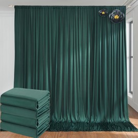 20ft x 10ft Wrinkle Free Hunter Green Backdrop Curtains for Parties, 4 Panels 5x10ft Polyester Green Photo Backdrop Drapes for Wedding Party Jungle Birthday Photography Background