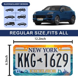 Artsy Ocean Waves License Plate Frame - Unobstructed Narrow-Edge 2 Packs Universal Stainless Steel Car License Plate Frames Holder Solid Holder with 4 Holes Rustproof for Men Women