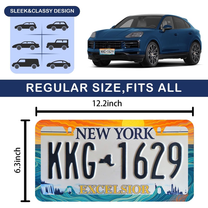 Artsy Ocean Waves License Plate Frame - Unobstructed Narrow-Edge 2