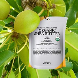 Manteca de karité orgánica de 1 libra — Certificado USDA por Mary Tylor Naturals — Crudo, sin refinar, marfil de Ghana África — Increíble nutrición pa