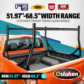 Osluken Extendable Truck Ladder Rack 51.97"-68.5", 800 lbs Load Capacity, Heavy Duty Steel Pickup Truck Bed Rack for Kayak, Surfboard, Lumber, Tents (Drilling Required)