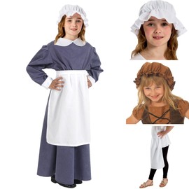 Charlie Crow Victorian/Edwardian White Mob Cap/Mop Hat Costume for kids. (includes hat only) 3-12 years.