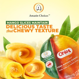 Amazin Choices Dried Tree-Ripened Mangoes - No Sugar, Non-GMO, Gluten Free, Vegan - Vietnamese Tropical Dried Fruit - Snack Viet - Fruit Snack - Healthy Snack- Soft & Juicy Dried Mango Slices 7.05oz