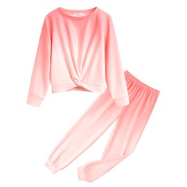 Arshiner 2 Piece Girls Tie Dye Clothes Set Cute Twist Front Tops Jogger Sweatpants Tracksuit Sweatsuits Outfits 10-11 Years