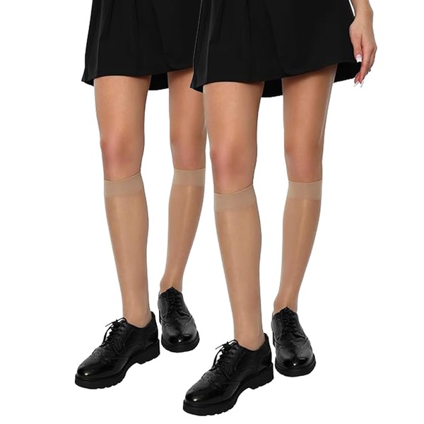 MANA MANA Women's Knee Socks - 2 Pairs Transparent Fabric