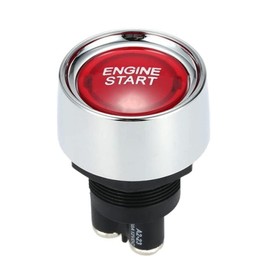 DC12V 50A Push Start Ignition Switch for Racing Sport Off (ON) Momentary Switch Auto Start Button Red Light (Red Button)