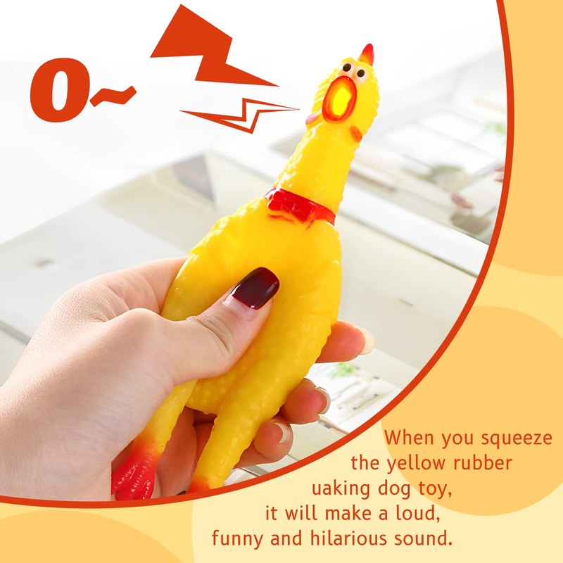 Zddaoole 20 Pcs Rubber Chicken,Screaming Chicken,Squeeze Chicken,Yellow Rubber Squawking Dog