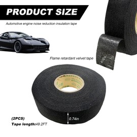 DXNQ 2 PCS Wire Harness Cloth Tape, 19mm×15m Velvet Wear-Resistant Protective Electric Tape, Strong Adhesive Cloth Tape for Vehicle Electrical Engine Noise Dampening Insulation