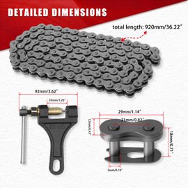 520 Heavy Duty Carbon Steel Motorcycle Chain with Opener, for Dirt Bikes, ATVs, Go Karts, Scooters, Mini Bikes, Bicycles