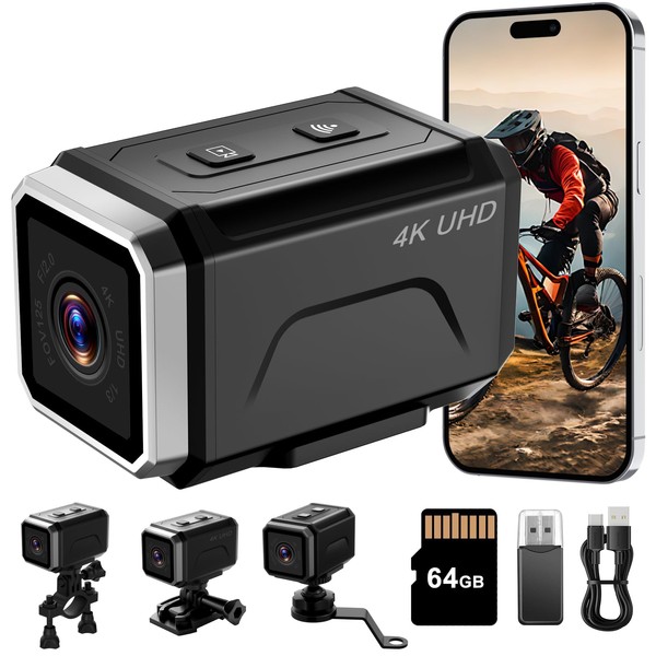 CLYZSTU Motorcycle Drive Recorder, Dual Wheels, Bicycle, Stable Recording, 4K