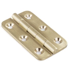 Keenkee 4 PCS Brushed Solid Brass Butt Hinges 2 Inch for Cabinet Doors, Trunks, Wood, Chest Lid, Crafts, Jewelry Box and Small Wooden Boxes, Furnitures, Round Corner Mortise Brass Hinge with Screws