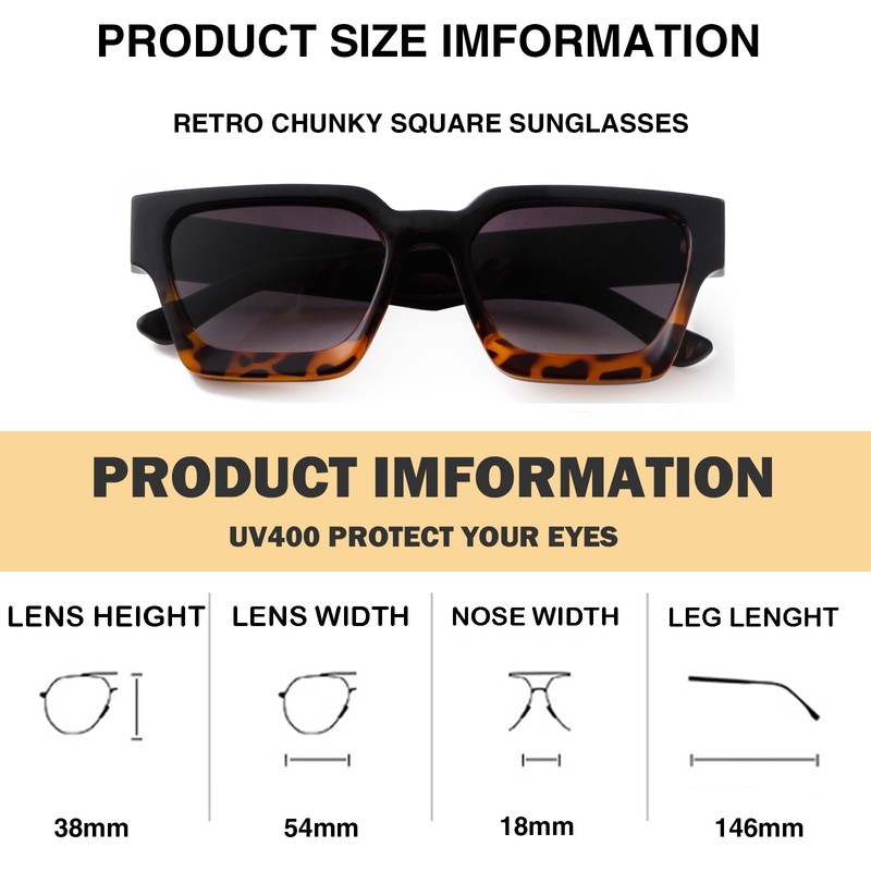 Laurinny Retro Rectangular Sunglasses for Women Men Vintage Square Trendy