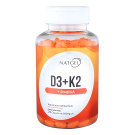 Vitamina D3  K2 Y Omega 3 De 500 Mg  120 Softgels  Natgel Sin Sabor                                                                                   