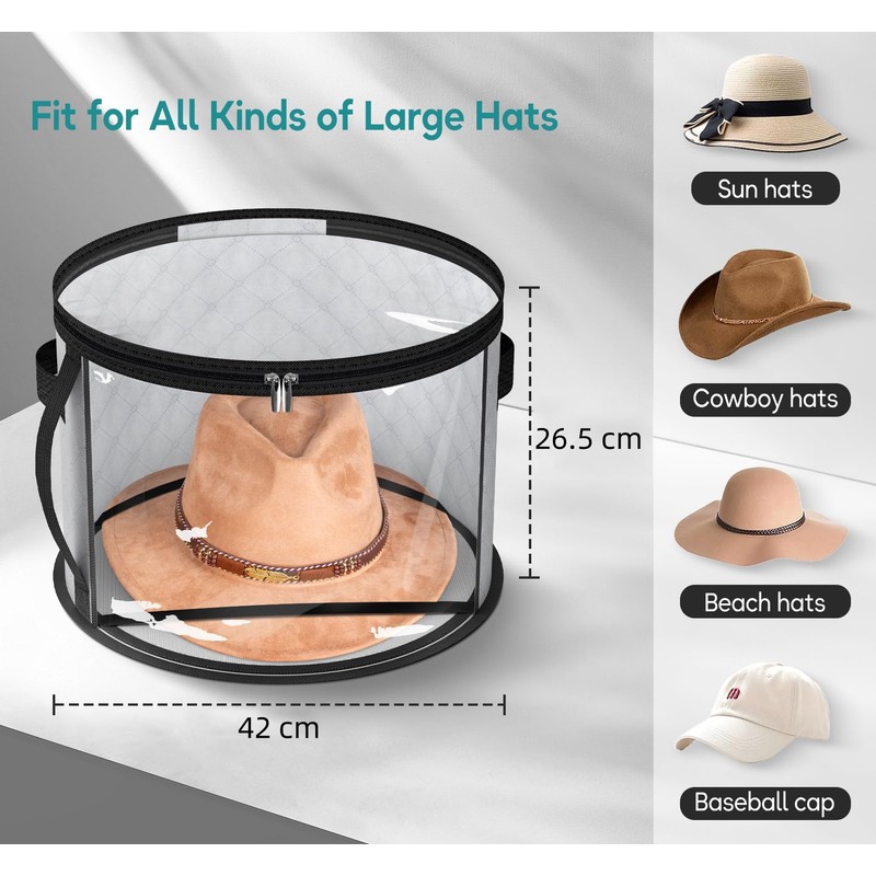 WEKIWGOT Hat Storage with Viewing Window for 7 Hats, Large