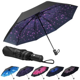 Aolso Travel Umbrella, Windproof Automatic Umbrella, 8 Ribs Compact Travel Folding Umbrella, Auto Open/Close, Portable Umbrella for Men&Women