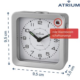 Atrium Funkwecker Analog Quarz ohne Ticken mit Licht und Snooze Leuchtzeiger Silber A660-19