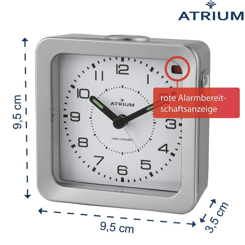 Atrium Funkwecker Analog Quarz ohne Ticken mit Licht und Snooze