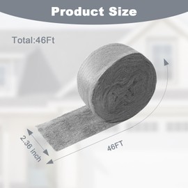 Stainless Steel Wool, Steel Wool Fill Fabric Roll, Gap Blocker Coarse Wire Hardware Cloth DIY Kit for Holes(46 FT)