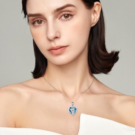 YAFEINI Mother and Daughter Necklace, 925 Sterling Silver, Mum Pictures Photo Locket, Heart Necklace, Pendant Necklace, Jewellery Gifts for Mum, Sterling Silver