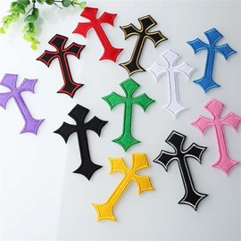 11pcs Cross Patches Iron Sew On Cross Embroidery Applique Patch DIY Iron Patches Mixed Colors Embroidered Patches for Jeans Hats Shirts Jackets Backpacks Decor