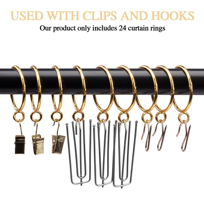 Openable Curtain Rings with Eyelet,24PCS Curtain Rings,Drapes Rings 76mm Interior
