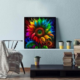 Hestarcul DIY Diamond Art Kits for Adults,5D Diamond Painting Kit for Beginner,Full Round Gem Art Paint by Diamond for Home Wall Decor,Gift for Girl. (Sunflower)