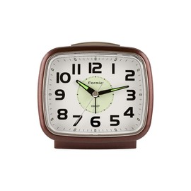 Hodogaya Electronics Sales Alarm Clock, Silent, Continuous Second Hand, Light Included, Luminous Dial, Analog, Brown