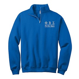 Sorority Letters Shop Phi Beta Sigma Quarter Zip Cadet Collar Sweatshirt - Phi Beta Sigma Fraternity Merchandise (M) Blue