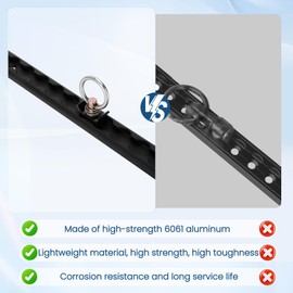 NURATIT Upgraded 4ft 2pcs Aluminum L-Track, 48" L Track Rail and (4) Black Single Stud O-Ring Fittings and Two Types of Mounting Screws, L Track Tie Down System, Truck Bed Rail System for Trailers,etc