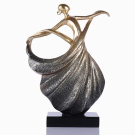 DOVDOV Modern Abstract Dancer Statue, Golden Dancer Sculpture, Contemporary Art Home Decor Suitable for Tabletop Display, Living Room Coffee Table, TV Console, Fireplace Mantel, or entryway.