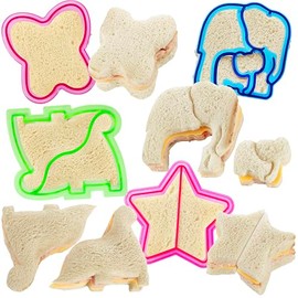 Cortadores de sándwich para niños, paquete de 4 – Bonitos cortadores de corteza de pan y galletas con mariposa, estrella, dinosaurio y elefante, ideal para almuerzos escolares y hornear en casa