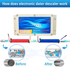 Electronic Water Descaler, Salt-Free Hard Water Conditioner, Reduces Limescale and Rust Buildup, Easy Installation, Chemical-Free Solution for Whole House