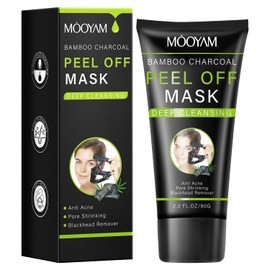 Bamboo Charcoal Peel Off Mask, Blackhead Remover Peel Off Mask Charcoal Face Masks for Deep Cleansing, Blackhead Peel Off Mask for Smooth & Clear Skin Black Peel Off Face Mask Charcoal Face Mask