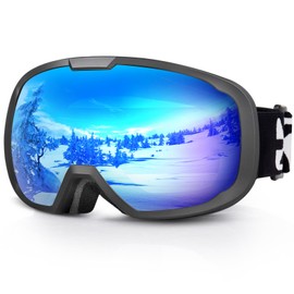 EXP VISION Ski Goggles for Men Women, OTG Snowboard Goggles with 100% UV Protection Anti Fog Lens Snow Goggles (Blue)