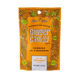 Gem Gem Ginger Candy Chewy Ginger Chews (Orange, 1.25 oz Tasting Samples)