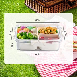 2 Pack Divided Snackle Box Container Clear Serving Tray With 4 Compartment & Lid & Handle, Portable Charcuterie Board Travel Snack Box Container Snacklebox for Veggie, Candy, Fruits, Nuts, Snacks